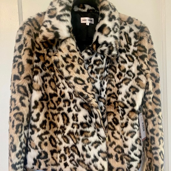 Sunset + Spring Jackets & Blazers - NWT Faux Fur Moto Jacket